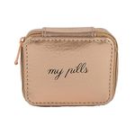 Miamica Zippered “My Pills” Pill Case with 8-Day Removable Plastic Medicine Organizer, Rose Gold, 3.5” L x 2.75” W x 1.25” H – Keep Your Vitamins and Pills Organized – Compact and Sleek Pill Box, Rose