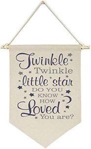 Twinkle Twinkle Little Star, Do You Know How Loved You Are -Canvas Hanging Flag Banner Wall Sign Decor Gift for Baby Kids Girl Boy Nursery Teen Room Front Door