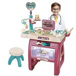 Coo11 Doctor Kit for Kids Mobile Cart with Lights Pretend Medical Station Set Dress Up Kids Toys Doctor Costume Cart Set Medical Kit for Toddler Gift Girls Boy 3+