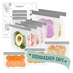 Dishwasher Safe Reusable Food Storage Bags,Leakproof Gallon Bag Kitchen Container Silicone Freezer Bags Reusable Snack Ziplock Bags, Marinate Sandwish Storage Bags for Lunch/Travel/Home