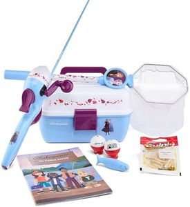 Shakespeare Disney Frozen Kids Fishing Set, 2’6” Kids Fishing Rod and Reel Combo, Comes with Net and Tackle Box, Complete Kit with Bobbers and Bait