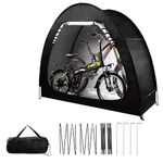 AXABING Outdoor Bike Storage Shed Tent, Portable Bicycle Motorcycle Storage Shed with Spare Pole and Rain strip for 2 Bikes, PU4000 Waterproof Silver Coated Oxford Bike Cover, Foldable Bicycle Shelter