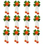 S2S Mango Leaves and Flowers Decoration at Home | Wedding Decorations, Event Decor | Easy Simple Backdrop - Orange (Pack of 12 Pcs)