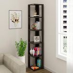 BLUEWUD Albert Engineered Wood Wall Decor Floating Shelf Display Rack Decorative Hall Décor for Living Room Home Furniture, 6 Shelves (Wenge)