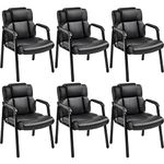 Yaheetech Faux Leather Guest Chairs Reception Chairs with Padded Armrests, Extra-wide Seat for Meeting, Office, Waiting Rooms, Set of 6