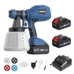 NANWEI Cordless Paint Sprayer for Makita 18V Battery, HVLP Spray Gun with 1200ML Container, Fence Paint Sprayer with 4 Nozzles and 3 Patterns, 120 DIN-s, 1000 ml/Min (Batteries Set)