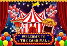 MEHOFOND Carnival Circus Backdrop for Photography Carnival Theme Birthday Decorations Banner Welcome to The Carnival Red Tent Colorful Balloons Photography Background Booth Props Vinyl 7x5ft