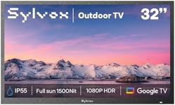 SYLVOX 32" Smart Outdoor TV,1080P Full Sun Outdoor Television with 1500 Nits High Brightness, IP55 Weatherproof TV for Outside, Google System WiFi Bluetooth Google Assistant Chromecast (Pool Se)