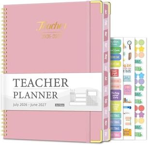 Teacher Planner 2026-2027, Jul 2026-Jun 2027 Academic Year, 8.5" x 11" Lesson Planner Book for Teachers Calendar, Spiral Bound Planners, Colorful Monthly Tabs, Hardcover, Corner Protectors - Pink