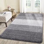 Grandaily Indoor Doormat, 47" x 71" Non-Slip Mud Trapper Absorbent Front Door Mats, Washable Striped Inside Entryway Mat, Low-Profile Welcome Mat Entrance Mat, Grey