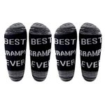 LEVLO Grampy Gift Grandpa Socks Best Grampy Ever Socks Grandpa Gift for Grandpa Men Birthday Gift, 2 Pairs/Set - Mid Calf - 1, Medium