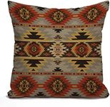 Southwest Print Throw Pillow Cover,Pillow Cover,Geometric Pattern Burlap Throw Pillow Case Cushion Cover Couch Sofa Decorative Square 16x16 inches