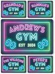 Personalised Gym Sign - Metal Plaque Retro Signs for Home, Man Cave Decor, Shed, Pub, House, Garage - Motivational Wall Art (Large - 300mm x 200mm, Green Neon Colours)