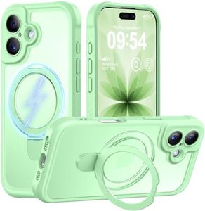 MOCCA Design for iPhone 17 Case, Compatible with Magsafe [Premium Invisible Magnetic Ring Stand] [Military Drop Protection] Full Camera Guard Translucent Matte Slim Phone Cover 6.3",Matcha Green
