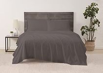 CANNON - Solid Percale 4 Piece Queen Sheet and Pillowcase Set - Grey