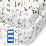 Pack N Play Sheets Fitted, TotBasic Ultra Soft Woodland Mini Crib Sheets, Premium Jersey Knit Pack and Play Sheets, Stretchy Neutral Play Yard Sheets for Pack and Play Mattress, 2 Pack (Deer&Rabbit)