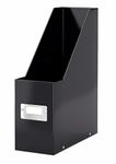 Leitz Magazine File holder, A4, Cardboard Document Storage Box with Label, Foldable with Label, for Home, Office & School, Click and Store Range 60470095 - Black