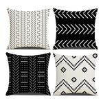 Pillow Covers 18x18 inch Pack of 4 Throw Pillow Covers Linen Cotton Blended Fabric Modern Geometric Patterns Decorative Sofa Square Cushion Cases