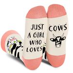 Funny Animals Socks for Women Ladies Mum Teenage Girls - Just A Girl Who Loves Cows - Novelty Funky Crazy Silly Cute Cartoon Sock Mothers Day Easter Valentine Christmas Birthday Gifts Stocking Fillers