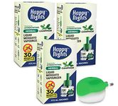 Shadow Securitronics Happy Nights Mosquito Repellent Vaporizer, Indoor Mosquito Liquid Repellent| Prevent from Mosquito | The Best & Natural Mosquito Repellent for Babies| 45Ml Repellent (Camphor, Pack of 3 Refill Plus 1 machine)