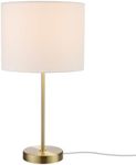 Globe Electric 67539 Versa 19" Table Lamp, Matte Gold, White Linen Shade, On Off Switch on Socket