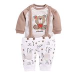 BABY GO 100% Cotton Full Sleeves Dungaree/Overall for Baby Boys and Girls (18-24 Months, Beige)