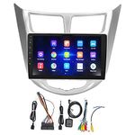 Qiilu Double Din Car Stereo, GPS Navigation for Car 9in HD Touch Screen Navigator GPS Multimedia Player for Android 10 Replacement for Hyundai Solaris/Accent/Verna