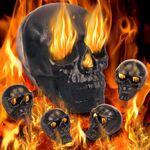 Seenelling 5 Pcs Unbreakable Metal Fire Pit Skulls, 1 Large in 9 Inch and 4 Small in 2.3 Inch Fireplace Fireproof Skulls for Firepit Halloween Skull Fire Pit Heads for Fireplace Decor(Black)