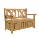 AIRWAVE Darcy Wooden 2 Seater Outdoor Garden Bench with Built In Storage Seat, Treated Fir Wood, Natural Warm Wood Effect