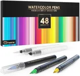 Gift Box : 48 Premium Watercolor Brush Pens, Highly Blendable, No Streaks, Water Color Markers, Unbelievable Value, Water Brush Pen, for Beginner to Professional Artist (48 Colors Brush Pens)