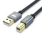 Aioneus USB Printer Cable, 【2M/6FT】 USB 2.0 Type A Male to B Male, Nylon Braided Scanner Cord Printer Cord