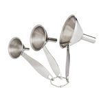 HIC Kitchen Condiment Funnels, Set of 3, 7-Inches x 3-Inches, 5-Ounces, 75-Ounces, and 2-Ounce Capacities