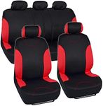 BDK UltraSleek Car Seat Covers, Universal Fit Car Seat Cover Set, Ideal Seat Covers for Cars Trucks SUV, Includes Seat Covers for Front Seats and Rear Bench Seat, Automotive Interior Covers (Red)