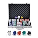 VEVOR Poker Chip Set, 500-Piece Poker Set, Complete Poker Playing Game Set with Aluminum Carrying Case, 11.5 Gram Casino Chips, Cards, Buttons and Dices, for Texas Hold'em, Blackjack, Gambling