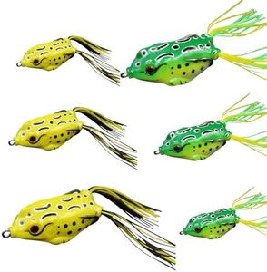 Senvenelec - 6 piezas coloridas trueno rana pesca señuelo, 3D ojo de pez, cebo de pesca rana, señuelo para flores.