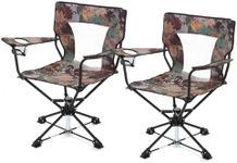 ARROWHEAD OUTDOOR 2-Pack 360° Swivel Hunting Chair Stool Seat, Perfect for Blinds, No Sink Feet, Supports up to 450lbs, Carrying Case, Steel Frame, 600D Canvas