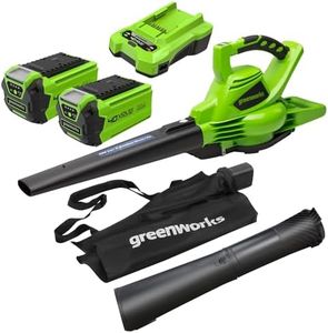 Greenworks 40V Akku Laubsauger/ Laubbläser mit bürstenlosem Motor, 370 km/h, 14.17m³/min, 45L Fangsack mit 2x 2Ah Akkus & Ladegerät, 3 Jahre Produkt-Garantie