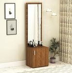 DesignFit Engineered Wood Dressing Table with Mirror Dressing Table with 3 Shelf Storage Vanity Table for Bedroom Living Room Home Hotel - Walnut Finish