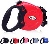 Qttie 8M Retractable Dog Leash,Heavy Duty Dog Leash Retractable,Dog Walking Leash for Dog or Cat up to 40 kg,360° Tangle-Free Strong Nylon Tape,Anti-Slip Handle,One-Handed Brake,Pause,Lock Red