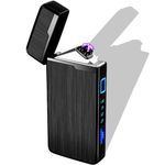 HundoPony Gift for Men Him Camping Accessories Rechargeable Lighter USB Electric Lighter Windproof Dual Arc Chritstmas Gifts for Father Dad Grandpa Black