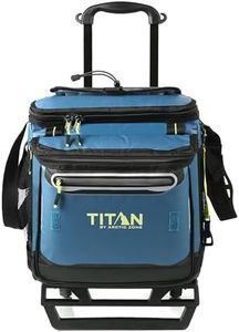 Titan Deep Freeze 60 (50+10) Can Wheeled Cooler - Collapsible Rolling Cooler with Wheels and All-Terrain Cart, Marine Blue