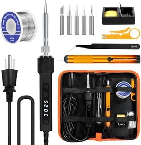 120W LED Soldering Iron Kit, 7s Fast Heating Adjustable Temp 356-968℉ Auto Sleep Precision Welding Gun Tools Electronics Repair with Solder Wire, 5 Soldering Tips, Desoldering Pump, Stand, Tweezers
