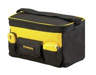 STANLEY STST1-73615 14" Polyester Tool Bag with Sleeve and Multiple Pockets for Easy & Convenient Storage, 1 Year Warranty, Yellow & Black