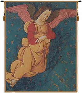 Angels Altarpiece Vertical Belgian Tapestry Wall Hanging - 29 in. x 37 in. Cotton/Viscose/Polyester by Domenico Ghirlandaio
