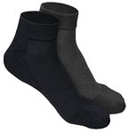 HEELIUM Bamboo Socks For Men | Quarter Length | Odour-Free & Breathable | Padded Base & Anti-Bacterial | 3X Softer Than Cotton Socks, Black,Grey