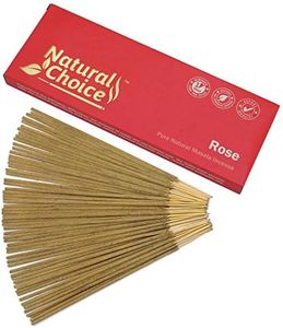 Natural Choice Incense Rose Incense Sticks 100 Grams - Low Smoke Traditional Incense Sticks Made from Scratch, Never Dipped