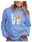 Tstars Love Basketball Hoodie for Women Teen Girls Gifts for Coaches Fans Players Sweatshirt Hoodies Small California Blue