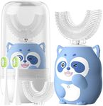 ELOTAME Kids Electric U Shaped Toothbrush Children Rechargeable Sonic Toothbrush with 4 Brush Heads Full Mouth 6 Cleaning Modes - (Age 2-7, Blue)