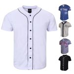 Met-X Baseball Jersey 100% Polyester Stretchable Men's Clothing, Custom Sublimation Print Top Button Personalized Stripe Jersey Short Sleeve Shirt, Sports Wear Uniform (White, M)