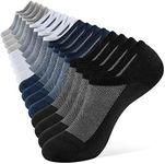 Closemate 8 Pairs Mens No Show Socks Low Cut Invisible Cotton Casual Trainer Socks with Non-Slip Grip (5-9, 2Black2White2DeepBlue2Grey)